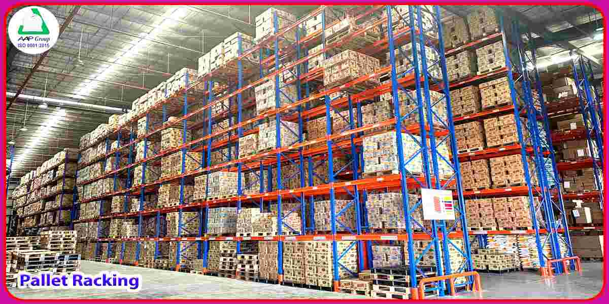 Slide showcasing efficient pallet racking systems for warehouse storage