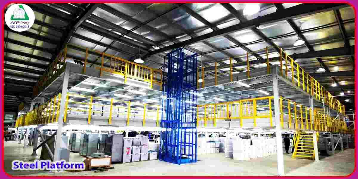 Slide showcasing robust steel platform structures for increased workspace